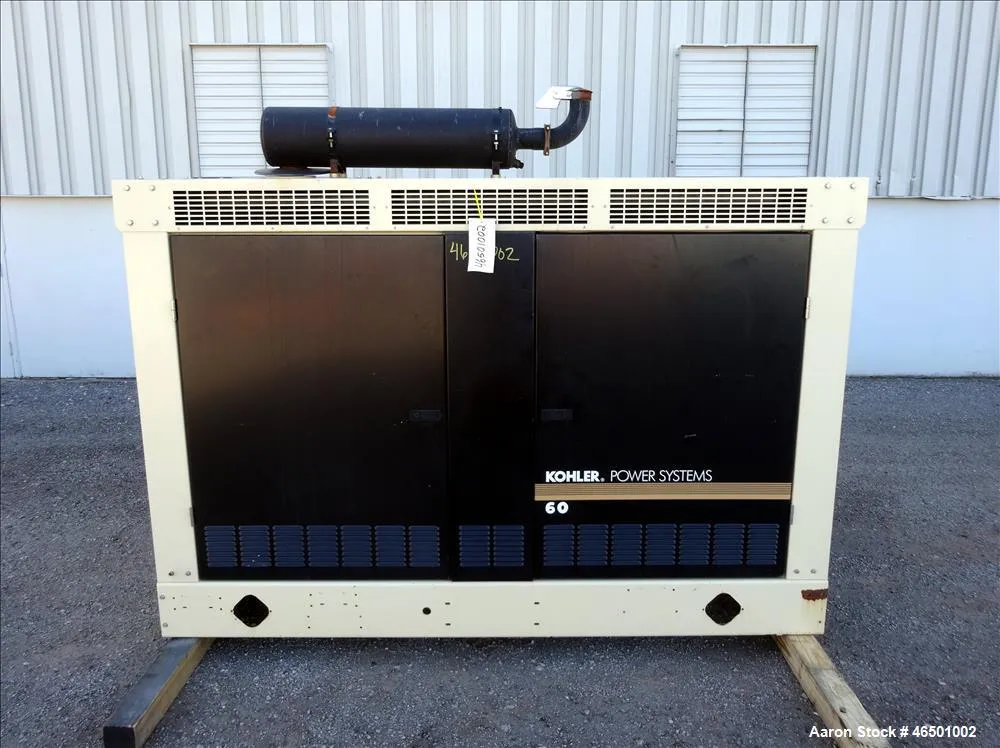 Kohler 60RZG (60 RZG) open non-enclosed natural gas generator set with a fresh rebuilt 5.7L GM engine, for sale